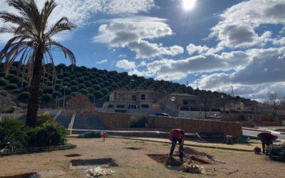 El Ayuntamiento inicia las obras de instalación de juegos infantiles en una de las zonas verdes de la Ribera Alta de San Luis