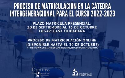 Proceso de matriculación en la Cátedra Intergeneracional para el curso 2022-2023
