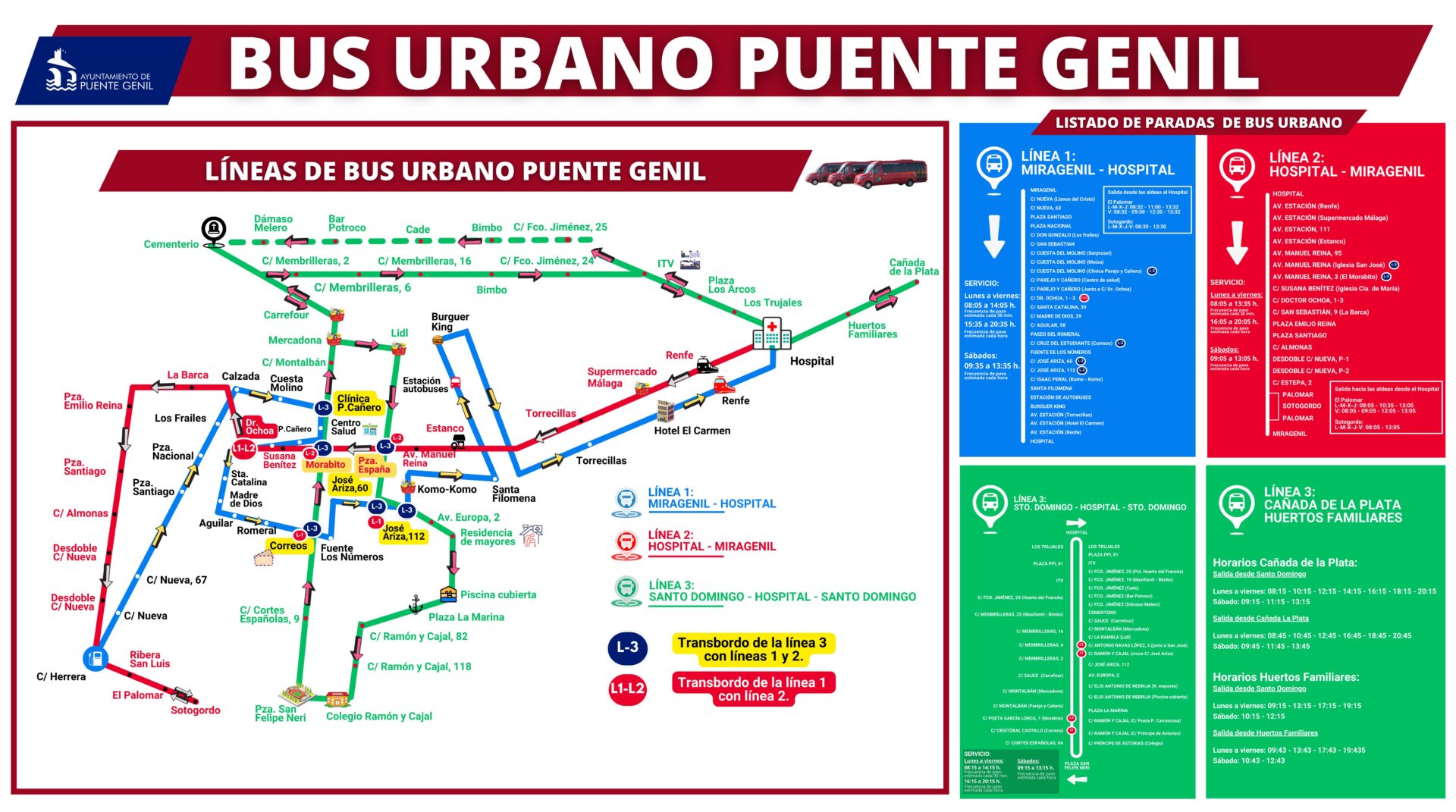 Plano genérico de líneas de bus urbano 2024 Plano genérico de líneas de bus urbano 2024